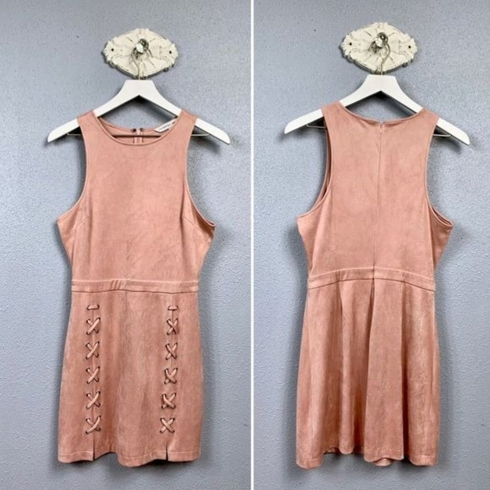 Cupcakes and Cashmere Dalton Lace Up faux suede Mini dress size Small NWT - Picture 6 of 7